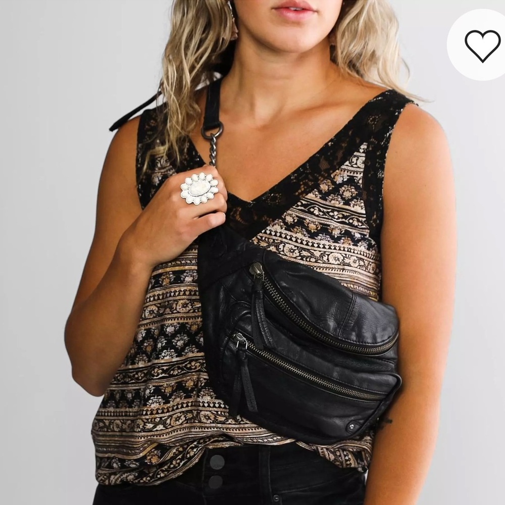 Free People Archer Black Leather Sling Bag